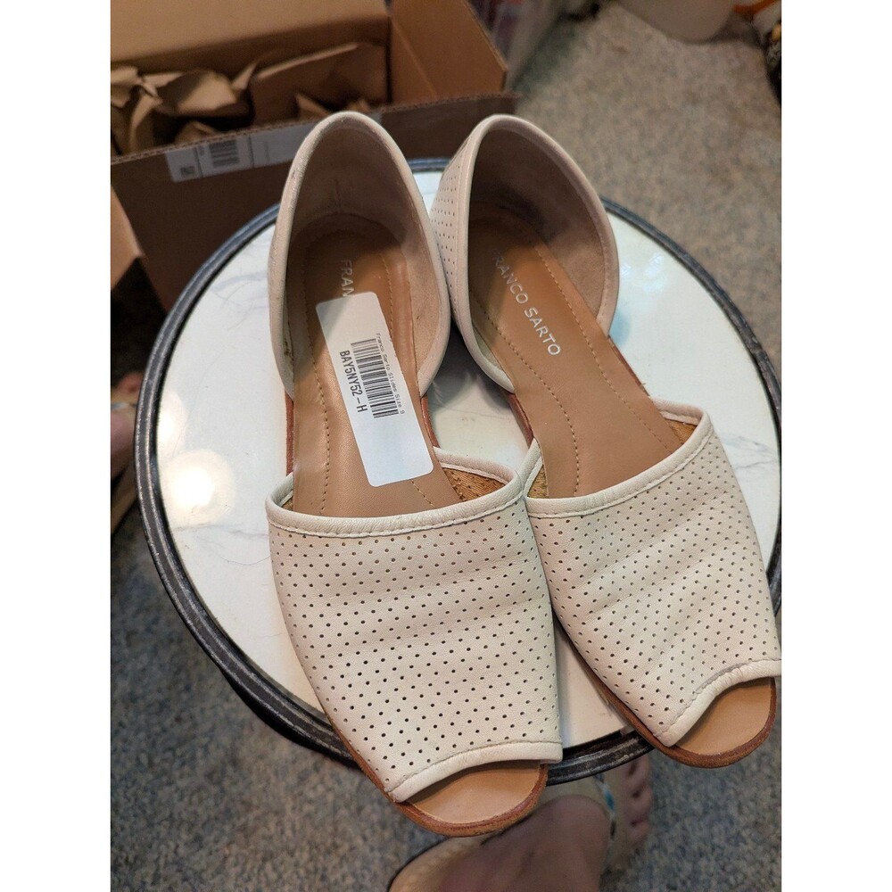 Franco Sarto cream leather open toed espadrilles sz 9m